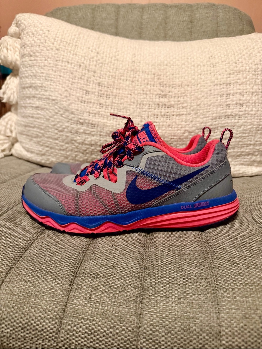 Nike Women's Grey, Pink & Blue Dual-Fusion Trail Shoes